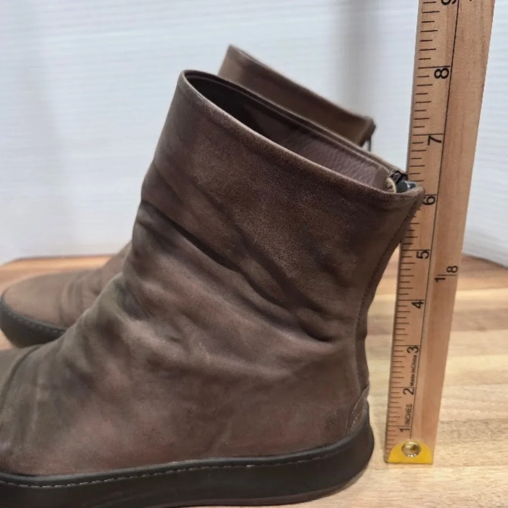 The Last Conspiracy Back Zip Boots Women's 39 Taupe Leather Slouchy Ankle Boot